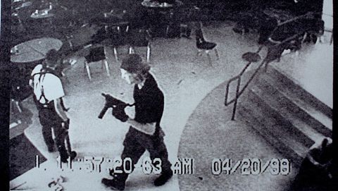 Surveillance Tape Of Columbine High School Shooting