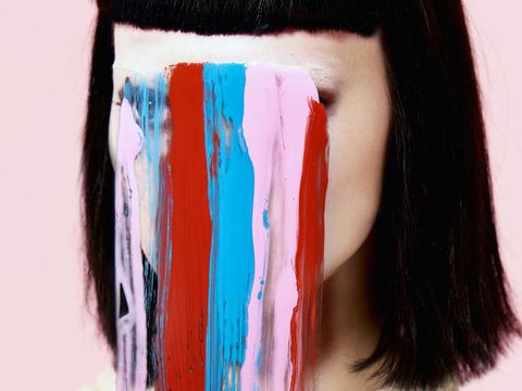 Blue, Hairstyle, Red, Colorfulness, Paint, Black hair, Magenta, Tints and shades, Long hair, Art paint, 
