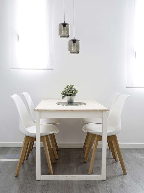 Furniture, White, Room, Table, Interior design, Property, Product, Chair, Dining room, Floor, 