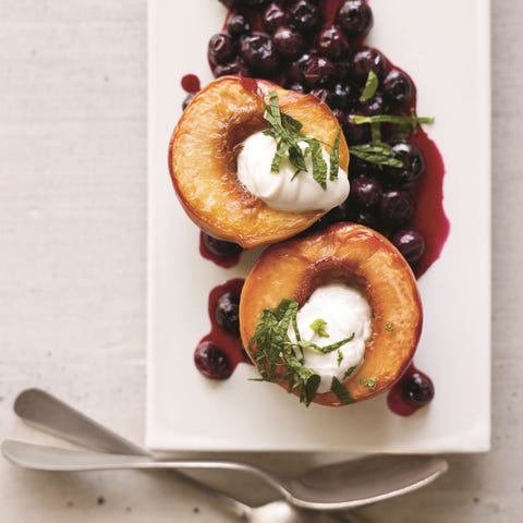 image Stone fruit recipes, baked peaches and blueberries