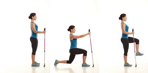 walking pole lunges