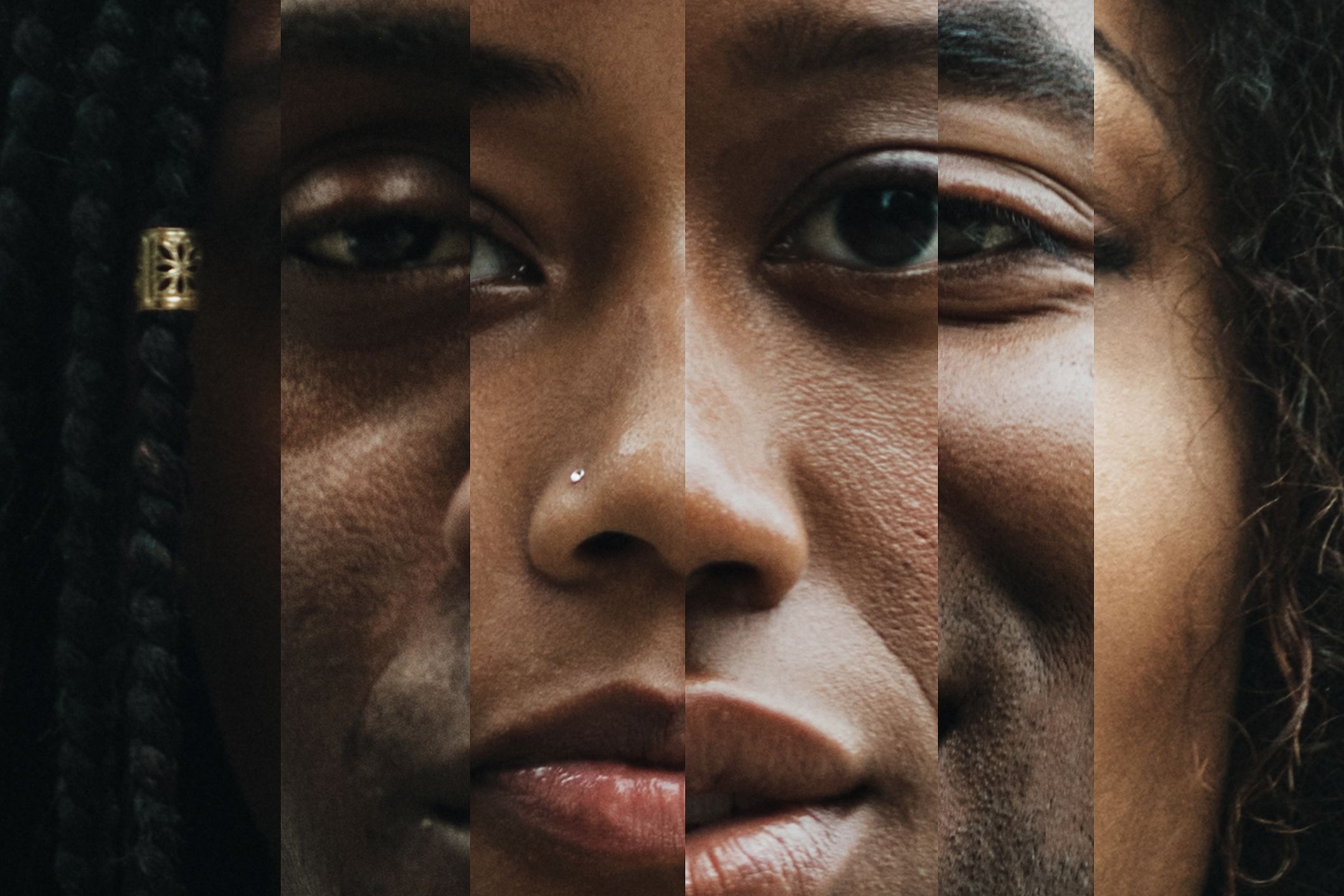 composite de portraits avec différentes nuances de peau