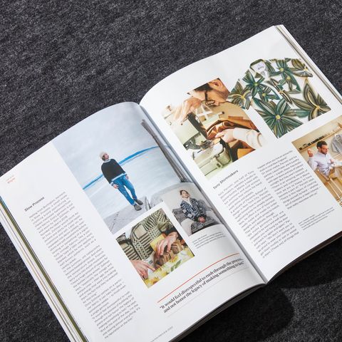 a gear patrol magazine spread showing an article on new england fashion brands