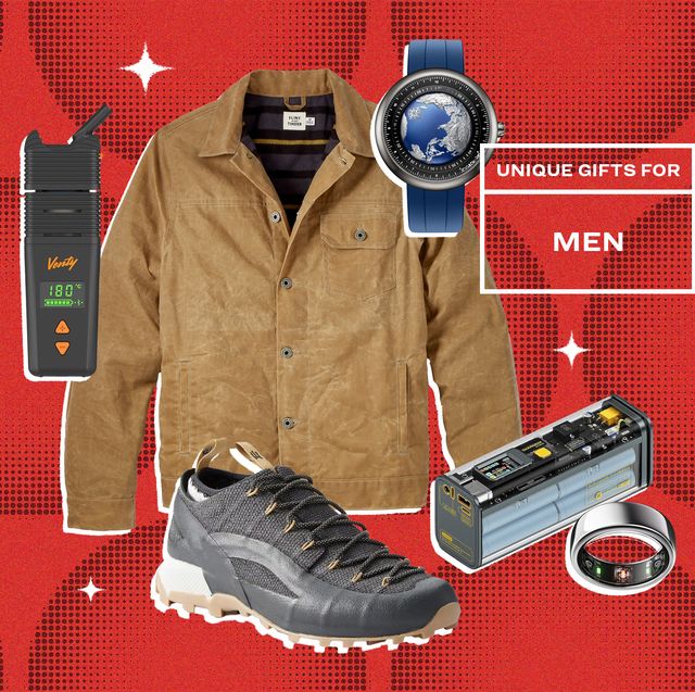 collage of a vape, a jacket, a watch, a shoe, a portable charger, and a ring