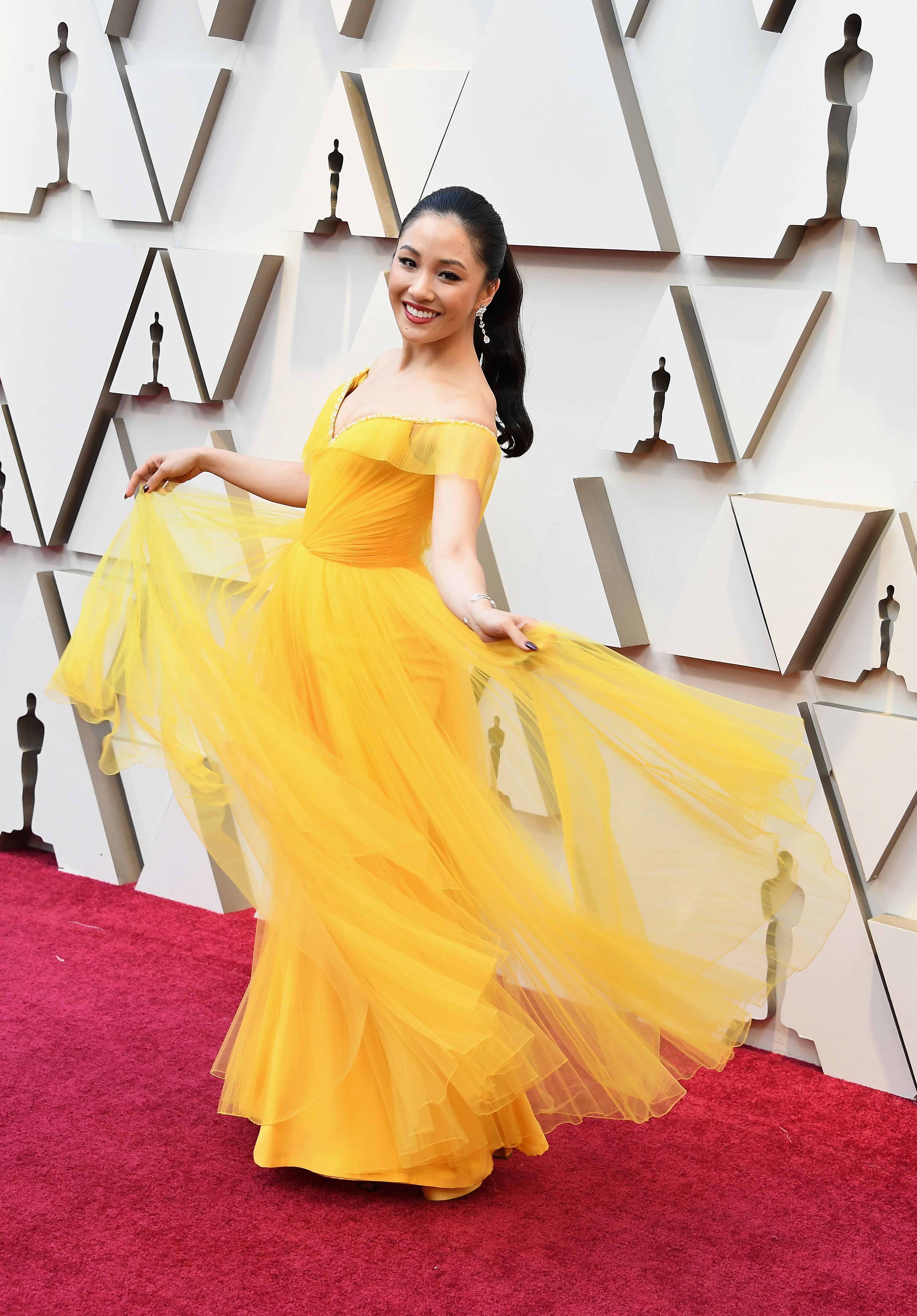 Constance Wu Wore a Yellow Tulle Dress 