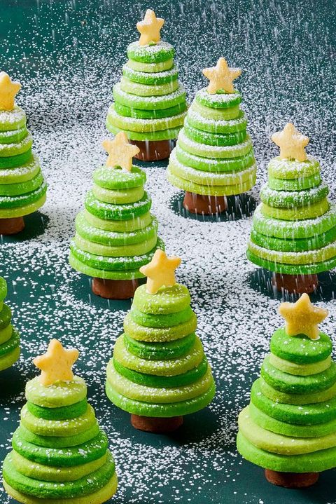 sugar cookie trees with powdered sugar