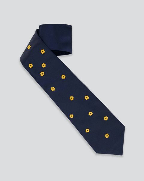 corbata de seda azul marino con flores bordadas en seda de jupé by jackie 125 euros