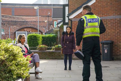 emma brooker and alina pop with the police in coronation street