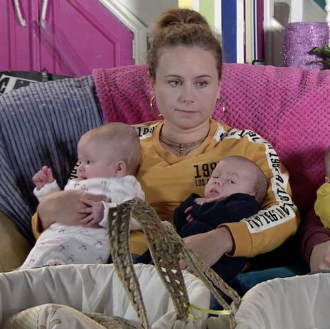 Gemma Winter, Chesney Brown and the quads in Coronation Street