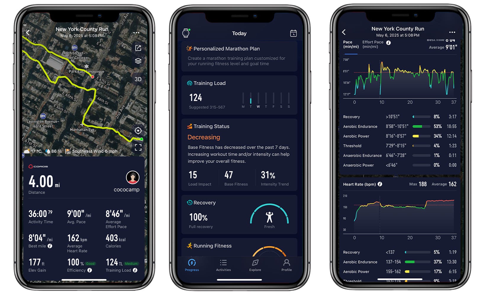 coros pace 2 app screen