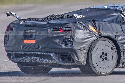 spy photo of corvette c8 with giant wing