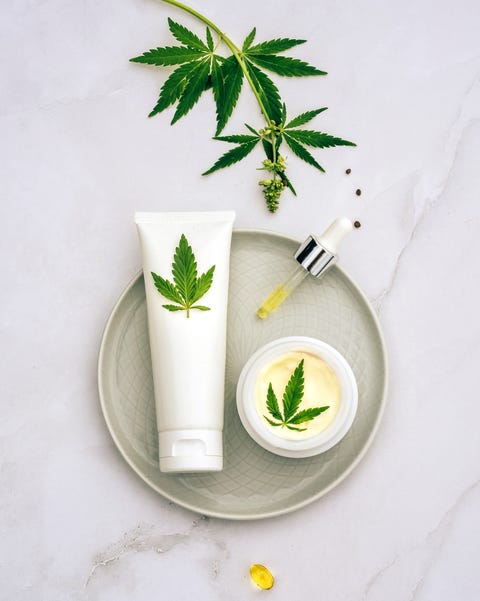 Cosmetics CBD oil. Cosmetic Products with cannabis Oil, tincture Flat lay cosmetics cbd oil cosmetic products with cannabis oil tincture flat lay
