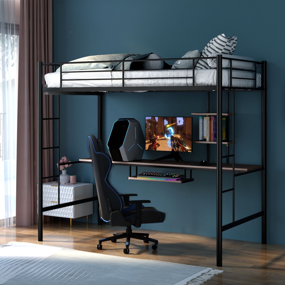 adult loft bed with desk