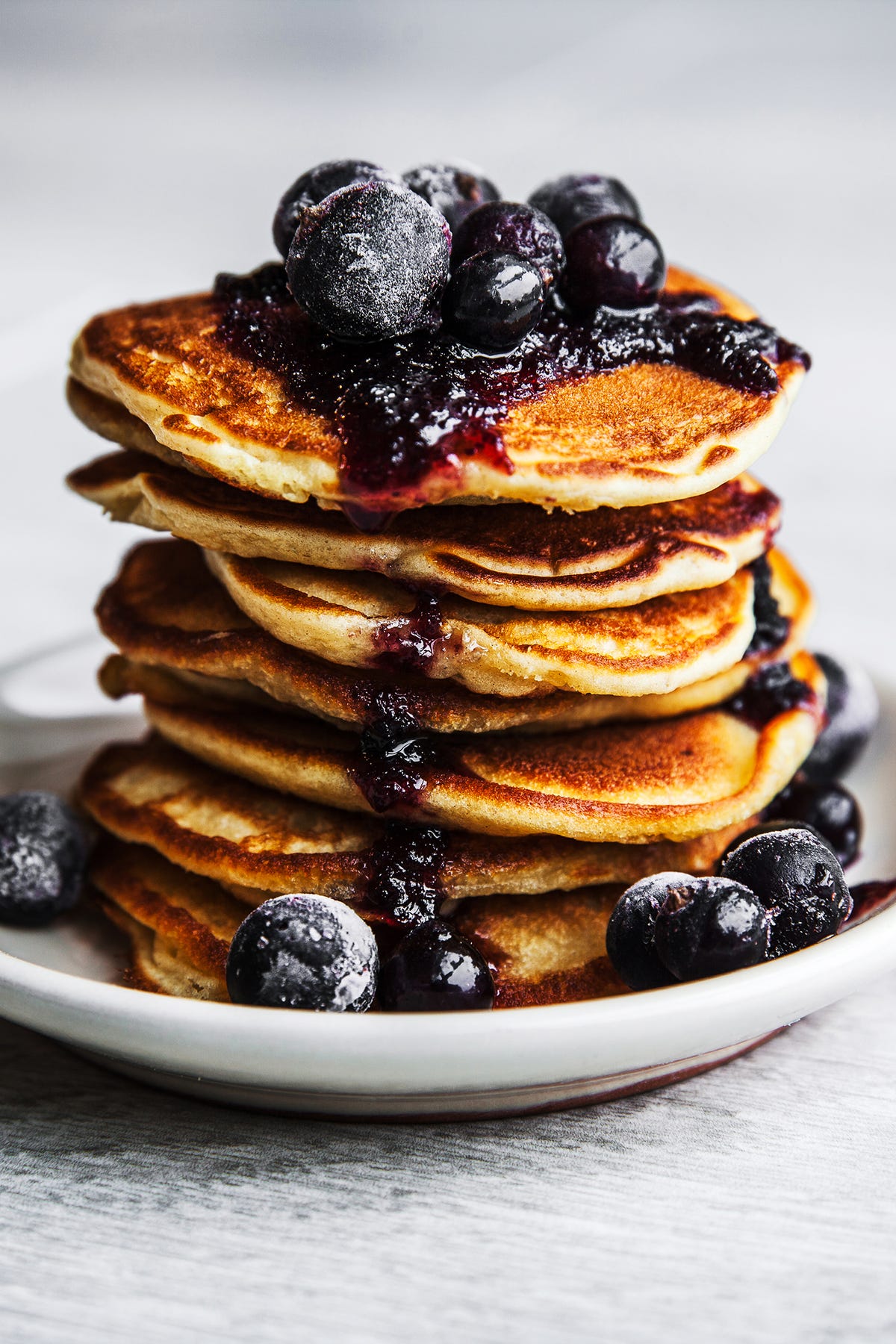 Cottage Cheese Pancakes with Blueberry Compote