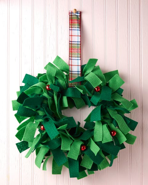 Felt wreath wreath made from strips of felt