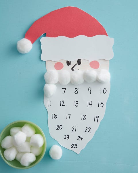 santa advent calendar with cotton balls