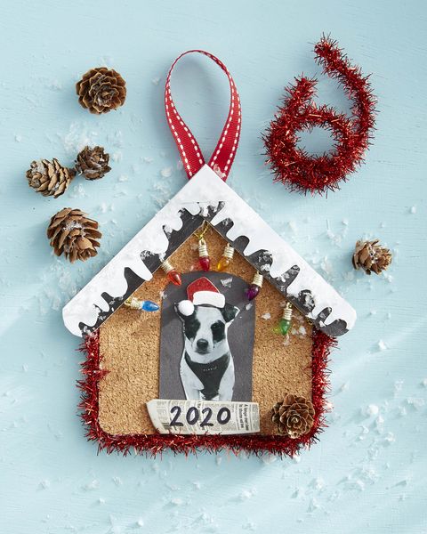 in the doghouse ornament made from cork and a photograph