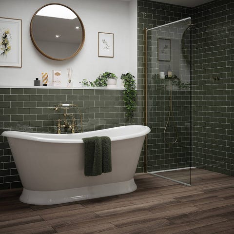 green and grey bathroom decor