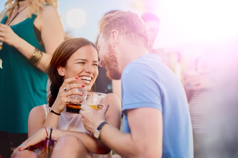 Couple sitting at party