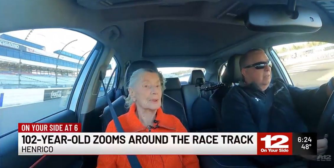 102-Year-Old Woman Zooms Around NASCAR Racetrack