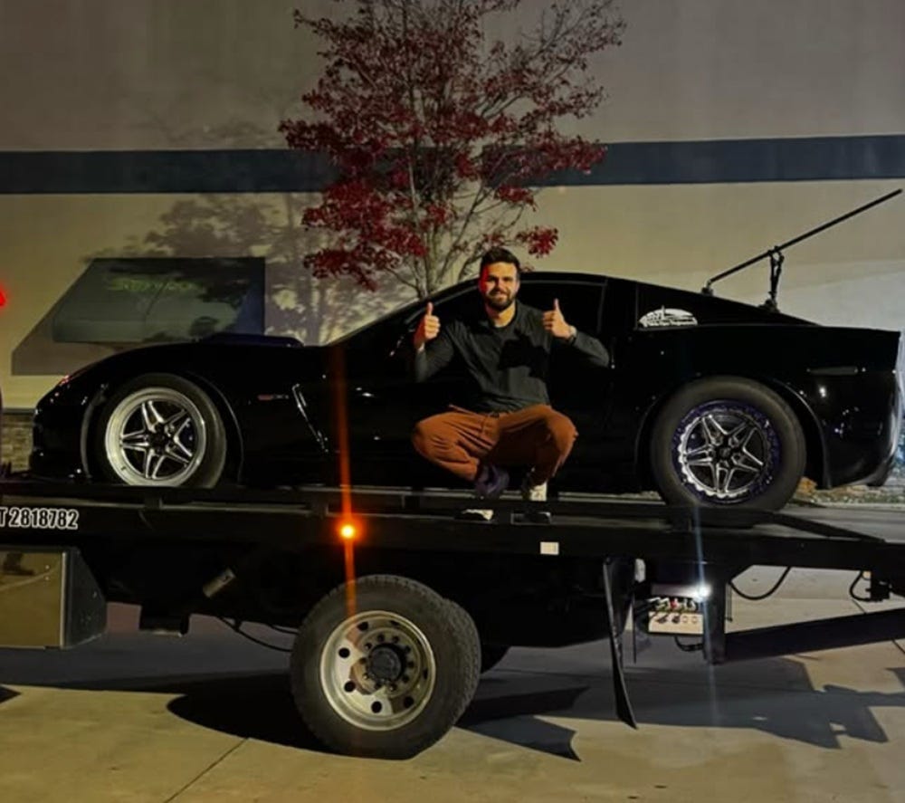 Influencer Has His Own Corvette Towed from Car Meet to Avoid Cops