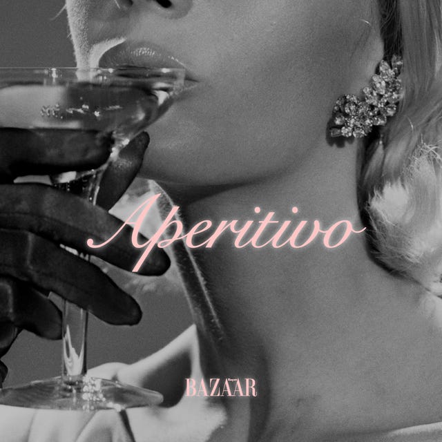 woman having a drink aperitif bazaar news of the week 2023 february