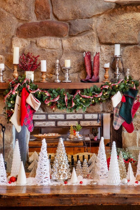 cowboy boots christmas mantel decor