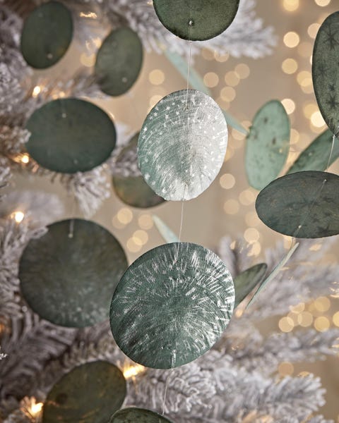 three capiz christmas garlands sea green