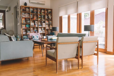 cozy living room with wood material