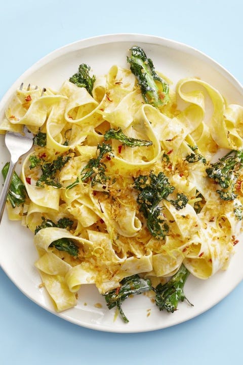 creamy broccolini pasta with chile breadcrumbs