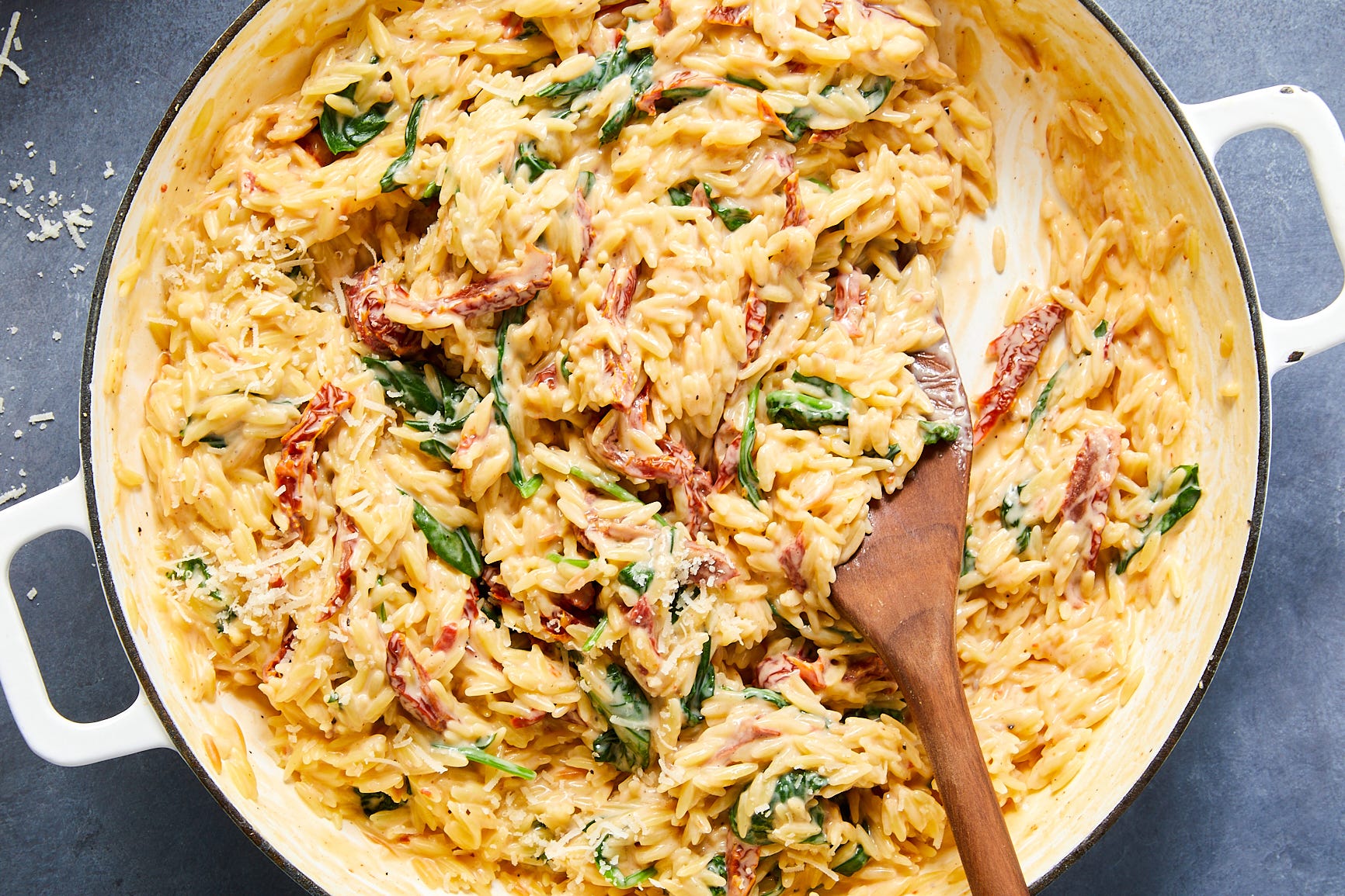 Can't Get Enough Of Our Tuscan Chicken? You'll Be Obsessed With This Creamy Tuscan Orzo