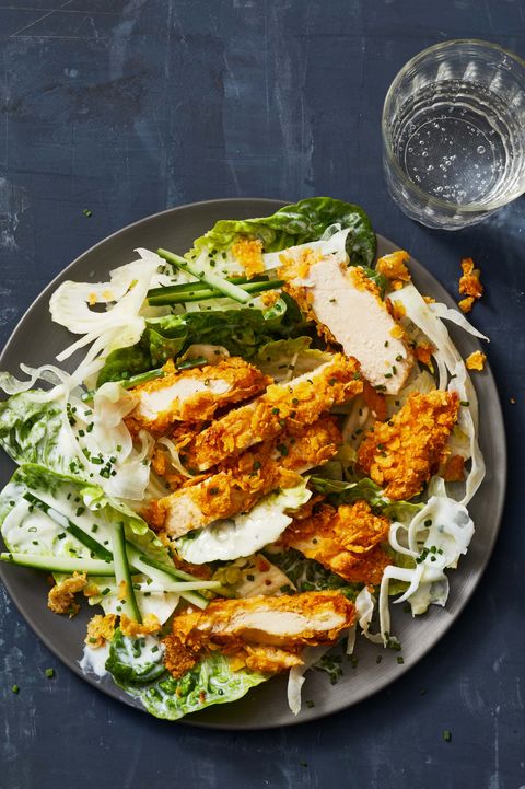 crispy chicken salad on a plate