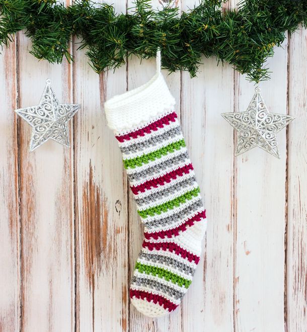 Stocking Holiday Stocking Hand crocheted Christmas Stocking Holiday Decor Hand made Made in USA