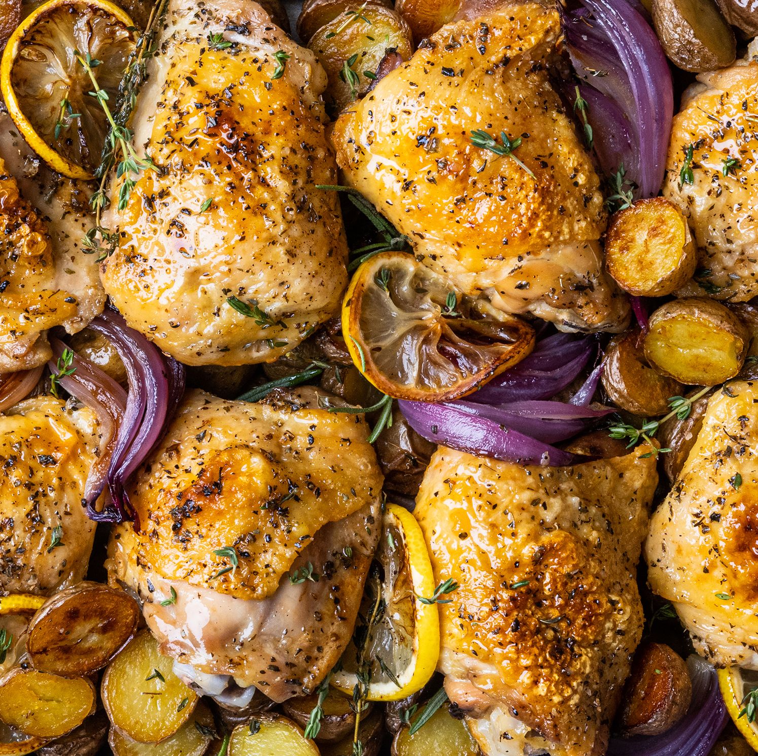 Lemon Butter Chicken Thighs and Potatoes = The Ultimate Sheet-Pan Dinner