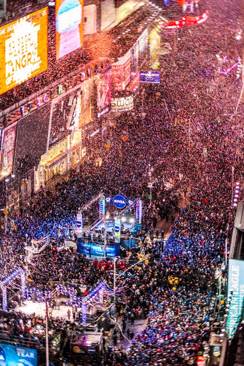 Crowds celebrating New Year on Times Square, NYC