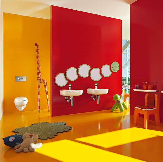 decorar el baño de los niños con colores divertidos, de laufen