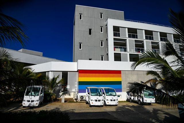 external view of the gran muthu rainbow hotel, in guillermo key in ciego de avila province, cuba, on november 26, 2021   cuba's first lgbt hotel, which had been inaugurated in december 2019, but very soon had to close due to the coronavirus pandemic, reopened to attract that tourist segment at a time when authorities are studying the approval of equal marriage on the island under all preventive sanitary measures, this five star accommodation received its first clients again on november 15, when cuba reopened its borders after 10 months of confinement photo by yamil lage  afp photo by yamil lageafp via getty images