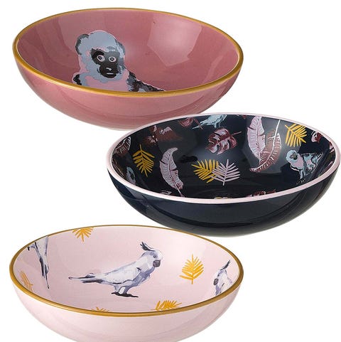 Cuencos estampados con motivos vegetales y animales Cuencos estampados con motivos vegetales y animales