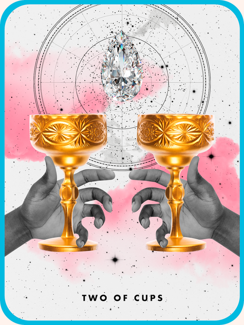 2 cups of tarot cards Two cup tarot cards showing two hands holding a gold goblet