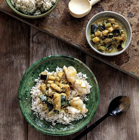 Curry de langosta y berenjena