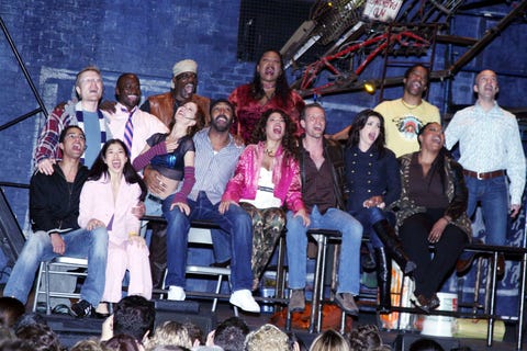 the original cast of ﻿rent﻿ on the show’s 10th anniversary on broadway at ﻿the nederlander theater in 2006