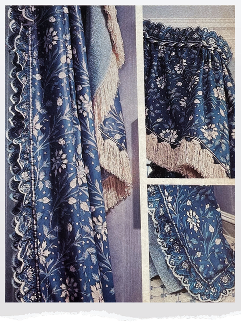 blue and white chintz curtains