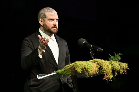 new york, new york   april 14 jamie lloyd speaks onstage during the bam gala 2022 celebrating cyrano de bergerac opening night and honoring edgar  robin lampert at bam harvey theater on april 14, 2022 in new york city photo by craig barrittgetty images for bam