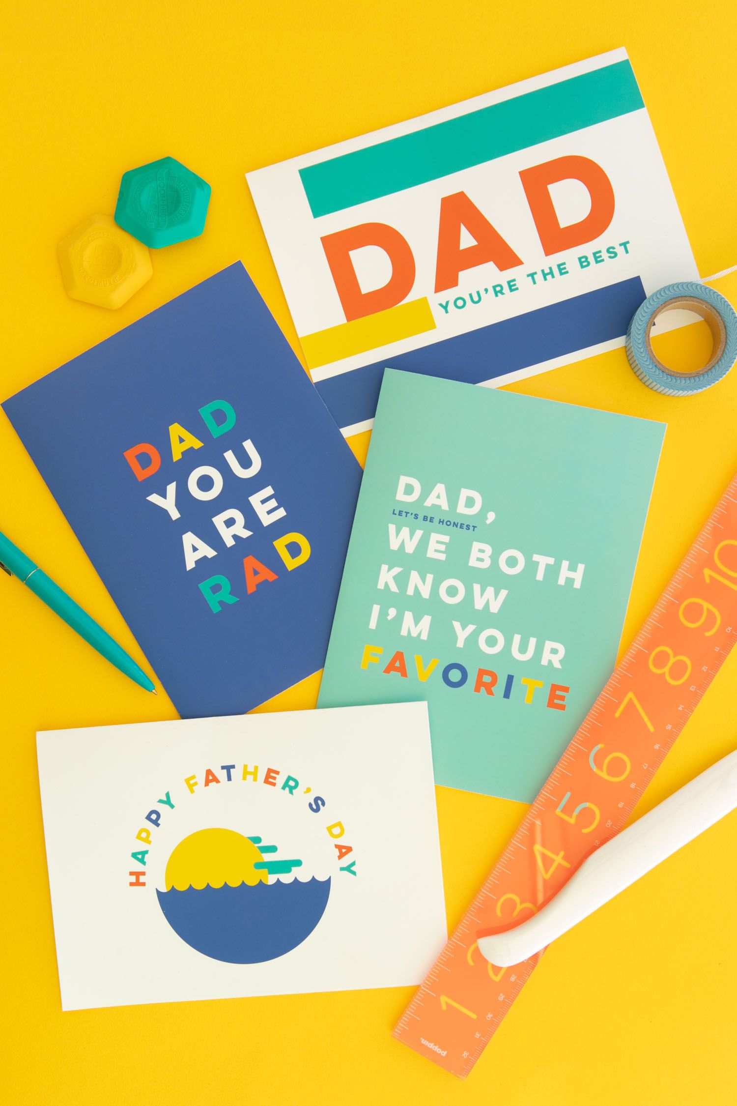 Handmade & Personalised Star Button Happy Father's Day Card ANY TEXT