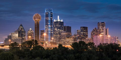 dallas texas skyline and reunion tower panoramic