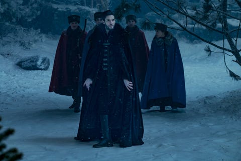 shadow and bone l to r simon sears as ivan, luke pasqualino as david kostyk, ben barnes as the darkling general kirigan and sujaya dasgupta as zoya nazyalensky in shadow and bone cr david applebynetflix © 2021