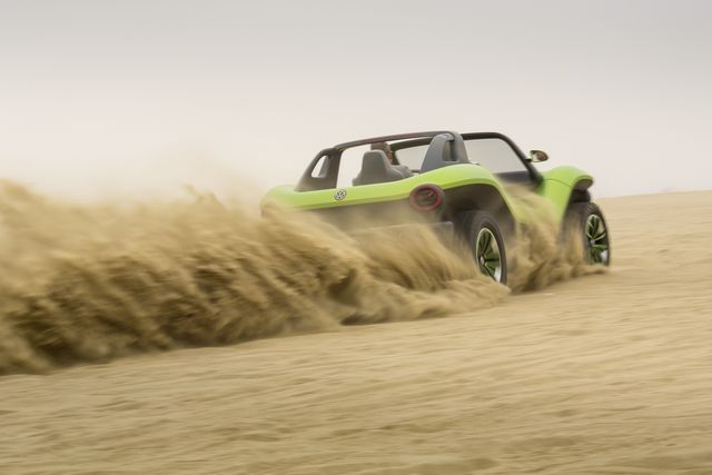 vw id buggy driving through sand