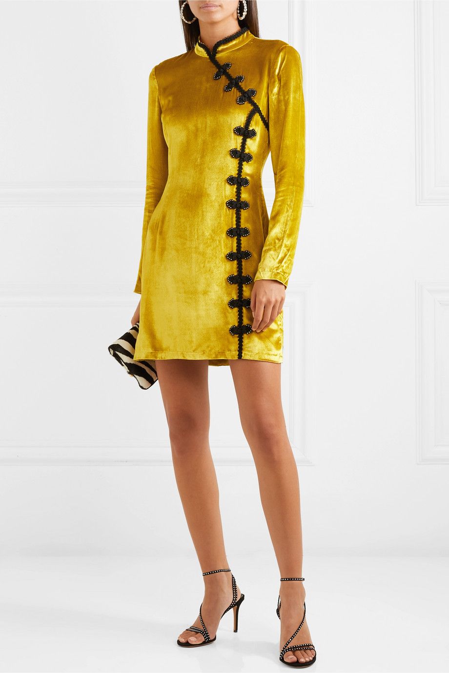 yellow velvet dress long sleeve