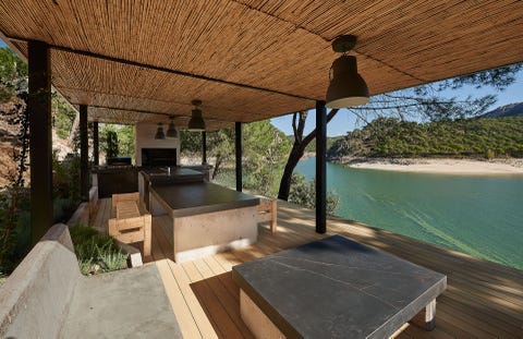 outdoor kitchen by water