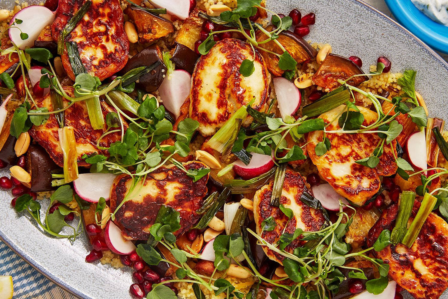 Aubergine, Harissa And Halloumi Salad-image